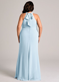 Azazie Doretta Abiti da Damigella Abito Sirena in Chiffon Plissettato Azzurro image7