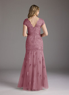 Azazie Marbella Mother of the Bride Dresses Vintage Mauve Mermaid Queen Anne Sequins Lace Dress image5