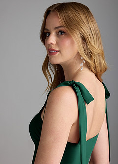 Azazie Lizet Bridesmaid Dresses Emerald A-Line Sweetheart Neckline Chiffon Dress image6