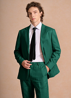 front Harrison Smaragd Anzugjacke aus 100 % Leinen