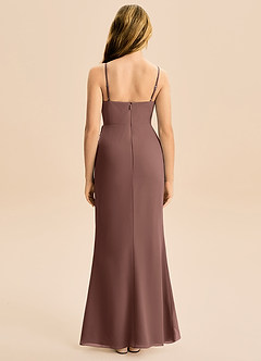 Azazie Buzzy Junior Espresso Sheath Pleated Chiffon Dress image5