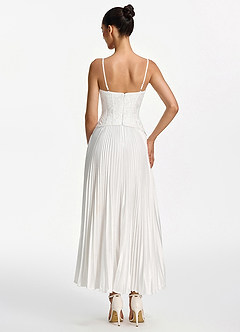 Isolde Weiß Maxikleid aus Spitze in A-Linie mit Korsettmuster image2
