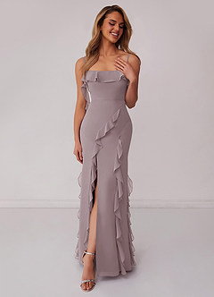 Barbie ♥ Azazie Bridesmaid Dresses Dusk Sheath Bow Chiffon Dress image3