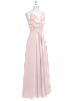 Azazie Pierrette Final Sale Blushing Pink A-Line Pleated Chiffon Dress image9