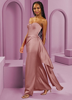 Barbie ♥ Azazie Bridesmaid Dresses Dusty Rose Sheath Strapless Stretch Satin Convertible Dress image6