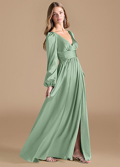 Azazie Norah Final Sale Auburn A-Line Metallic Satin Dress image3