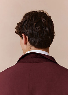 front Savile Burgundy Wool Blend Suit Jacket