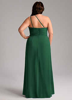 Azazie Eren Brautjungfernkleider Etui One-Shoulder Chiffon Kleid Dunkelgrün image9