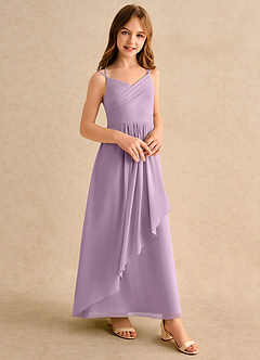 Azazie Zaida Girls Formal Flower Girl Dresses Wisteria A-Line Pleated Chiffon Dress image5