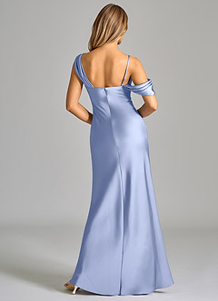 Azazie Celina Robes de demoiselle d'honneur Robe Fourreau en Satin extensible Épaule décolletée Eis image2