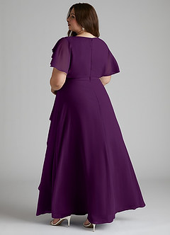 Azazie Aaliyah Modest Bridesmaid Dresses A-Line Scoop Pleated Chiffon Floor-Length Dress image9