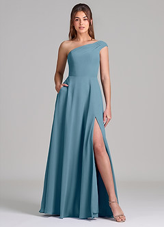 Azazie Melanie Bridesmaid Dresses Bermuda A-Line Off the Shoulder Chiffon Dress image1