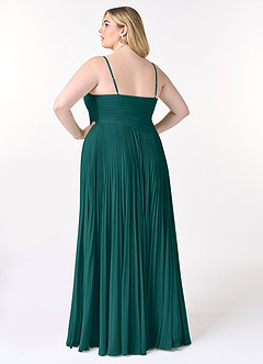Azazie Vini Bridesmaid Dresses Peacock A-Line V-Neck Pleated Chiffon Dress image8