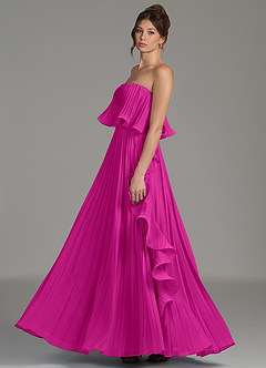 Azazie Alexia Bridesmaid Dresses Fuchsia A-Line Ruched Chiffon Dress image5