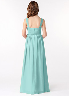 Azazie Evie Junior Aqua A-Line Pleated Chiffon Dress image3