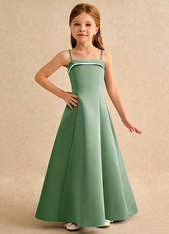 Azazie Izel Girls Formal Flower Girl Klänningar Klä A-Line i Matt satäng Plisserad image5