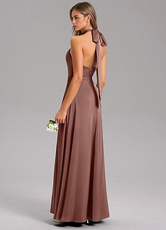 Azazie Tracie 신부 들러리 드레스 A라인 사이드 슬릿 스트레치 새틴 바닥 길이 드레스 image4