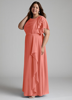 Azazie Aaliyah vestidos de dama de honor modestos Vestido Corte en A Plisado Scoop Hasta el suelo Gasa image7