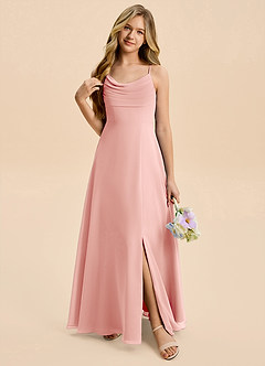 Azazie Gia Junior Rosette A-Line Pleated Chiffon Dress image6