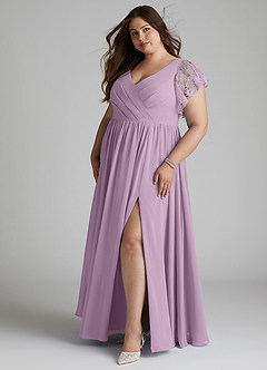Azazie Zella Bridesmaid Dresses Wisteria A-Line Lace Chiffon Dress image9