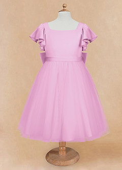 Azazie Kaeya Flower Girl Dresses Candy Pink A-Line Bow Tulle Dress image5