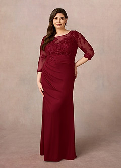 Azazie Fatemah Mother of the Bride Dresses Burgundy Mermaid Scoop Lace Lace Dress image7