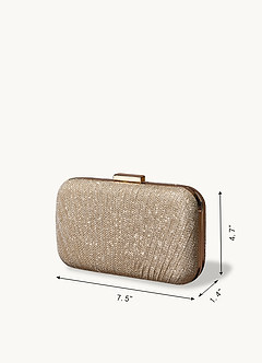 front Champagne Gloss Wrinkle Clutch Bag