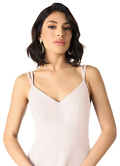 Azazie Janine Bridesmaid Dresses Rose Petal A-Line V-Neck Chiffon Dress image3