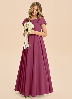 Azazie Cady Junior Mulberry A-Line Pleated Chiffon Dress image4