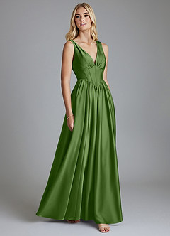 Azazie Delmie Brudtärnklänningar Klä av A-Linje i Stretch Satin Korsett Basilika image5