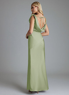 Azazie Adelyn Final Sale Dusty Sage Mermaid Pleated Stretch Satin Dress image3