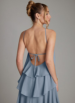 Azazie Deena Brautjungfernkleider Eine Linie Gestreift Chiffon Kleid Zwielichtviolett image6