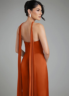 Azazie Tyler Bridesmaid Dresses Burnt Orange Sheath Strapless Stretch Satin Convertible Dress image10