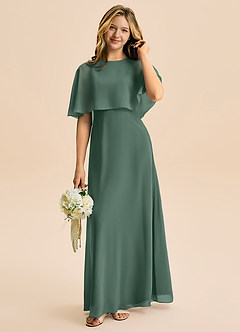 Azazie Maris Junior Abito A-Line in Chiffon Muschio Marino image1