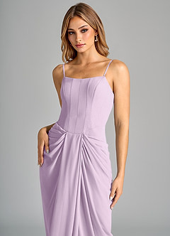 Azazie Anaïs Bridesmaid Dresses Frosted Lilac Sheath Strapless Chiffon Dress image7