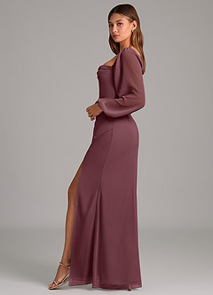 Azazie Brixley 신부 들러리 드레스 인어 긴팔 쉬폰 바닥 길이 드레스 image3