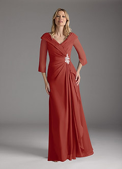 Azazie Jaycee Mother of the Bride Dresses Terracotta A-Line Chiffon Dress image5