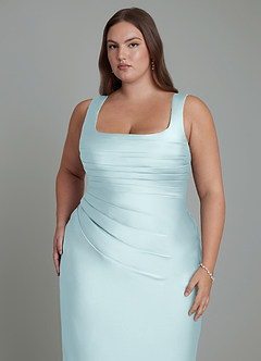 Azazie Agustina Bridesmaid Dresses Cloud Blue Mermaid Corset Stretch Satin Dress image12