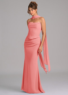 Azazie Sorrel Bridesmaid Dresses Coral Mermaid Corset Chiffon Dress image5