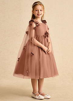 Azazie Staria Abiti da Ragazza di Fiori Abito Principessa in Tulle Increspato Bronzo image8