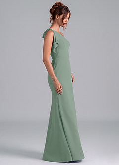 Azazie Rinna Robes de demoiselle d'honneur Robe Sirène en Mousseline de soie Une épaule Sauge D'argent image5