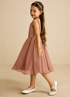 Azazie Ari Flower Girl Dresses Bronzer A-Line Sleeveless Chiffon Dress image4