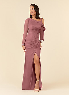 Azazie Marna Kleider für die Brautmutter Etui One-Shoulder Gittergewebe Kleid Wüstenrose image1