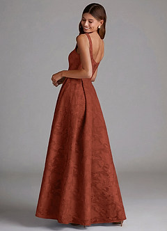 Azazie Amalie Robes de demoiselle d'honneur Robe Trapèze en Blumen-Burnout Plissée Terracotta image2
