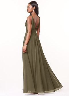 Azazie Maren Abiti da Damigella Abito A-Line in Chiffon Plissettato Willow Green image4