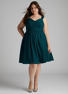Azazie Angie Bridesmaid Dresses Pine A-Line Corset Chiffon Dress image11