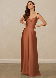Christian Siriano Bridal for Azazie 1001 Bridesmaid Dresses Copper A-Line Sweetheart Neckline Stretch Satin Dress image3