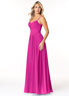 Azazie Lisbon Final Sale Fuchsia A-Line Sweetheart Neckline Chiffon Dress image4