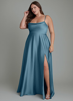 Azazie Elle Bridesmaid Dresses Bermuda A-Line Pleated Stretch Satin Dress image12