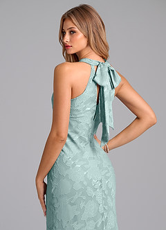 Azazie Doretta Bridesmaid Dresses Mist Mermaid Pleated Floral Burnout Dress image2